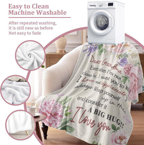 60"x50" Grandma Gifts, Gifts for Grandma from Granddaughter Grandkids, Grandmas Blanket, Best Birthday Gifts Presents