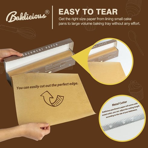 Unbleached Parchment Paper Roll for Baking, 15 in x 210 Ft, Non-stick Food Grade Cooking Paper for Oven, Air Fry