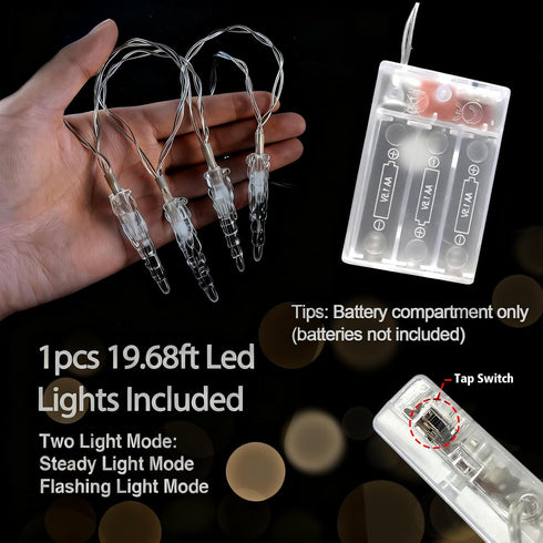 Indoor20ft 40 GRADESIN Christmas Icicle Lights LED Icicle String Lights Battery Operated Powered Christmas Lights