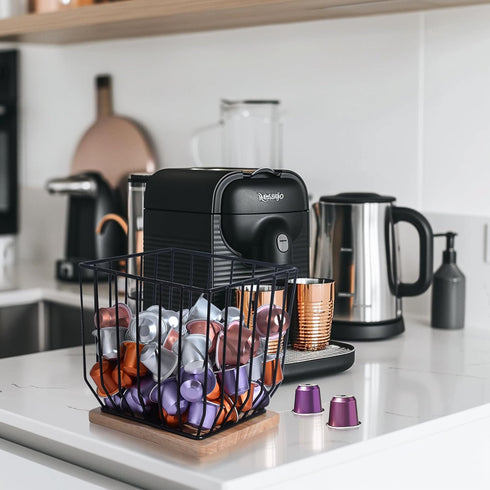 Extra-Large Coffee Pod Holder, K Cup Storage for Small Space, Coffee Pod Basket, Coffee Station Organizer, Accessories