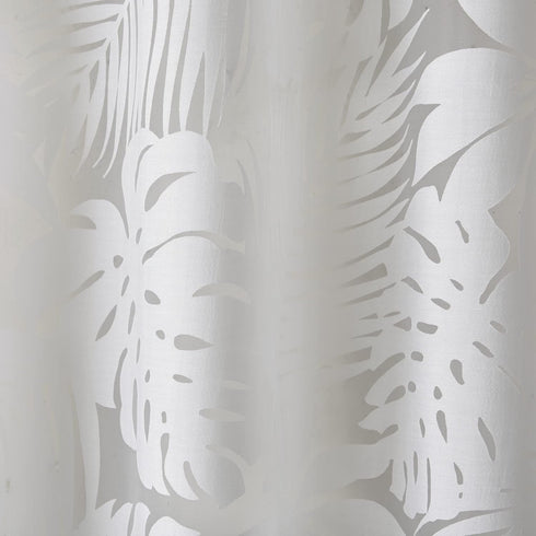 Madison Park 50x95" Semi Sheer Single Curtain, Grommet Top, Modern Botanical Print Window Drape, Tropical White