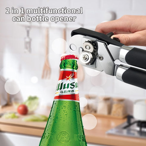 Manual Can Opener, Handheld Heavy Duty Stainless Steel with Comfortable Handle and Sharp Blade