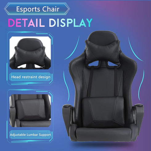 PayLessHere 360 Ergonomic Racing Desk Chair Gaming Chair Computer Chair with Armrests Swivel & Caster Pu Desk Task