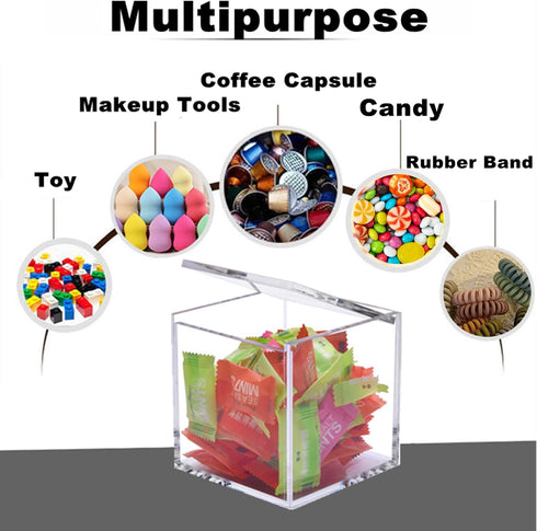 KissYou Clear Acrylic Box with Lid, Cute Clip Organizer Dispenser for Desk, Aesthetic Hair Accessories Organizer