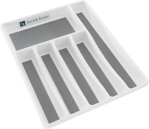 Lavish Home Silverware Drawer Organizer with 6 Sections and Nonslip Tray for Kitchen Flatware, Cutlery, Office