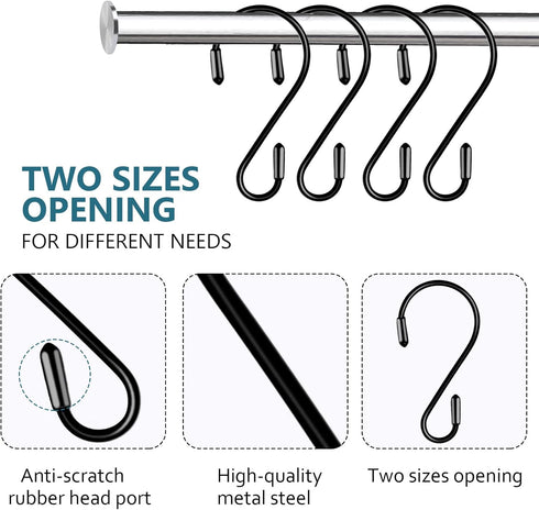 20 Pack Heavy Duty S Hooks Stainless Steel for Hanging Kitchenware, Pots, Pans, Plants, Clothes, Towels in Kitchen,