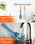 Silicone Pasta Fork, Heat Resistant Noodle Spoon Server, BPA Free Spaghetti Strainer, 12.8 inch, Khaki & Blue