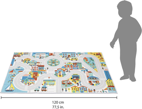 120 78cm 2 J05910 Janod - Children's Car Rug - City Theme - Soft & Non-Slip - Urban Pattern - Play Rug for Girls