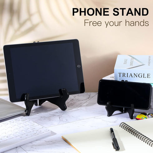 3 Pcs Wooden Display Stand, Decorative Plate Stands, Black Easel Stand for Pictures, Cook Books, Wedding Decors