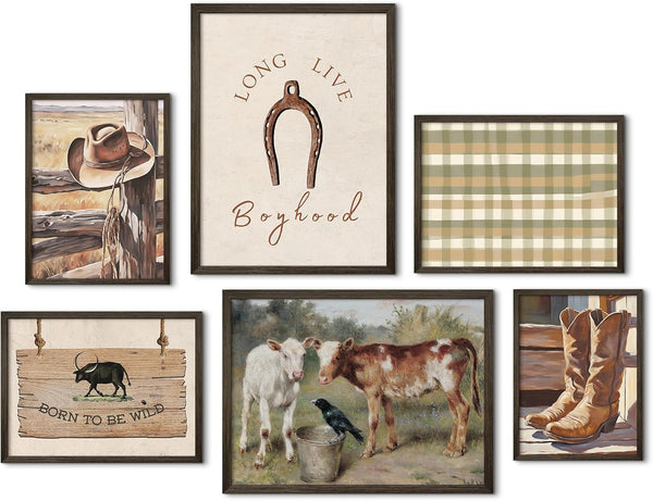 Lwoztra Cowboy Wall Art Nursery Canvas Pictures Western Cow Wall Decor Boys Room