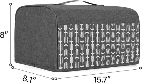 Yarwo 4 Slice Toaster Cover with Pockets, Nylon Fits Most Long Slot Toasters, Gray with Arrow