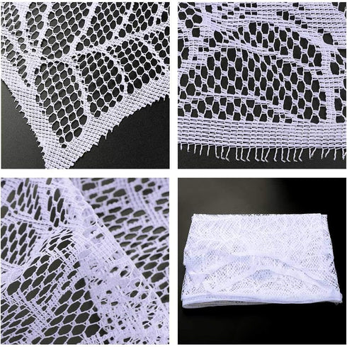 AerWo Halloween Decorations Indoor Fireplace Mantel Scarf, White Lace Spiderweb Cover for Halloween Mantle Decor, 18x96