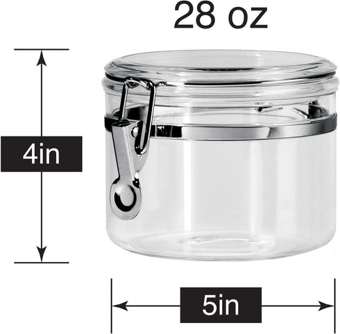Oggi Clear Canister with Clamp Lid - 28 oz Airtight Food Storage Container for Kitchen & Pantry