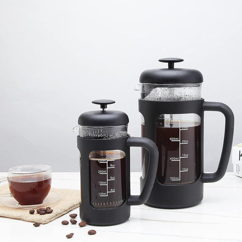 Easyworkz French Press - 12 oz Coffee Tea Maker with Borosilicate Glass and Soft Grip Handle