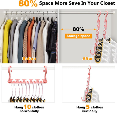 8-Pack-Closet-Organizers-and-Storage,Clothes-Organizer-Hangers for Heavy Clothes Sturdy Home Closet Organization and Storage,College-Dorm-Room-Essentials for Girls,Closet-Storage-Space-Saving-Hangers by HZZILEY