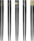 JapanBargain 5-Pair Black Bamboo Chopsticks Set, 9 Inch, Traditional Japanese Crane Moon Sakura Design, Reusable,