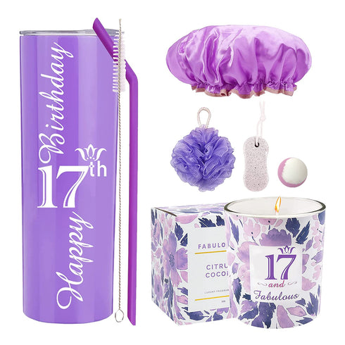 VeryMerryMakering 17th Birthday Tumbler, Gifts for Girl, Birthday Decorations, Party Supplies