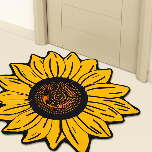 Extra Large Sunflower Welcome Doormat, 29.5" x 29.5" Non Slip Area Rug for Indoor Outdoor Use