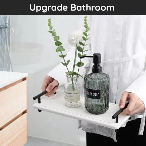 Segbeauty Sink Caddy, Large Bathroom Tray with Handle, Fast Drying Diatomaceous Earth Vanity Tray, Kitchen Organizer