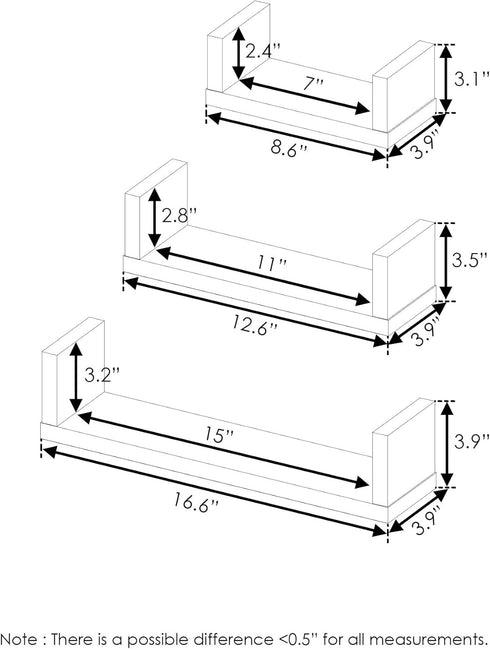 FURINNO Indo Wall Mounted Floating Shelves, Espresso