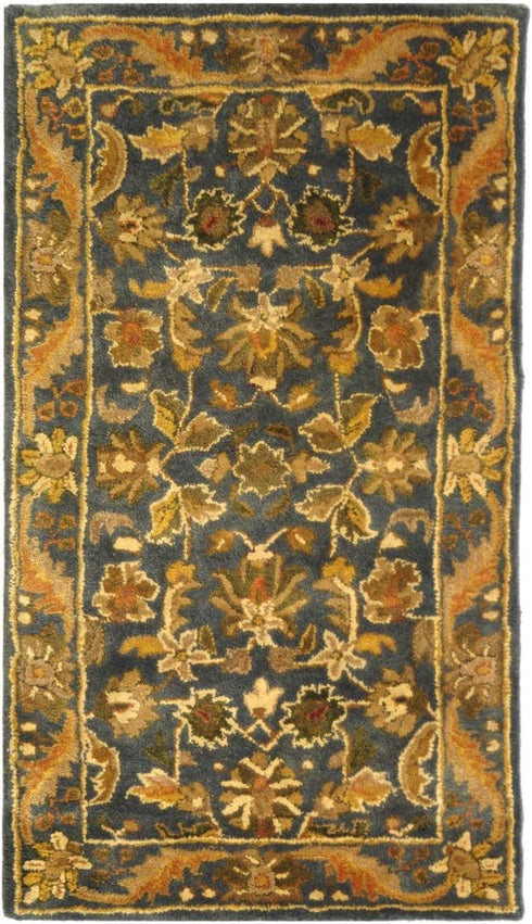 SAFAVIEH Antiquity Collection 2' x 3' Blue/Gold AT52C Handmade Traditional Oriental Premium Wool Accent Rug
