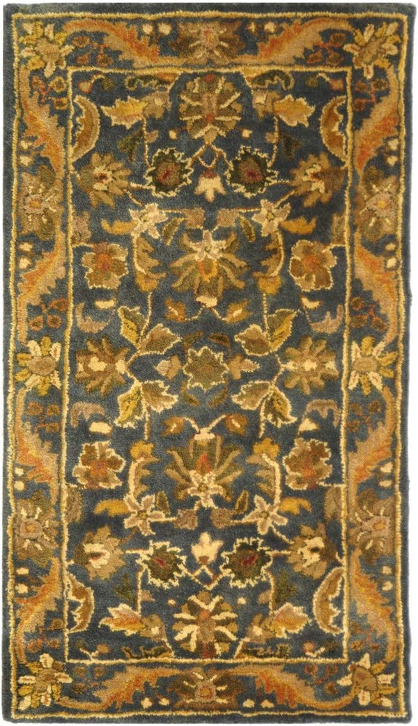 SAFAVIEH Antiquity Collection 2' x 3' Blue/Gold AT52C Handmade Traditional Oriental Premium Wool Accent Rug