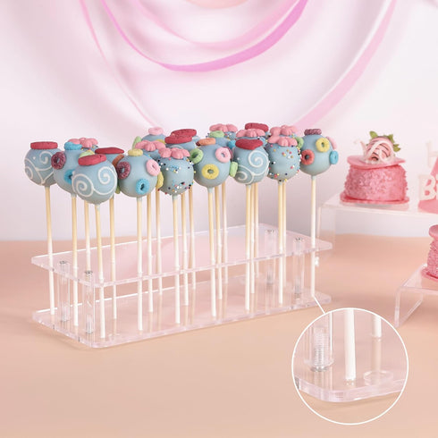 ANDGOO 2-Pack Cake Pop Stand, Clear Acrylic Lollipop Holder with 21 Holes for Weddings, Birthday Parties