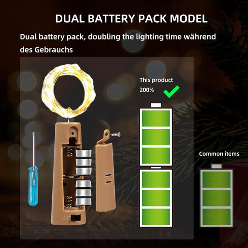 Etinga Pack 6.6ft 20led Christmas,(15 Pack, Pack) Dual Battery LED Bottle Lights, Double The Lighting Time, for Indoor