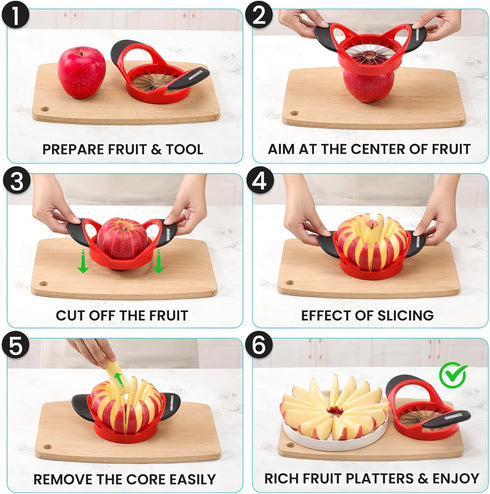 16-Blade 4.72 Inch SCHVUBENR Apple Slicer and Corer - Sharp Stainless Steel Apple Cutter - Professional Apple Divider