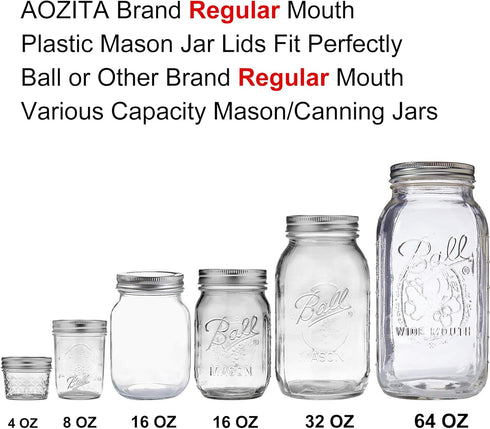 AOZITA 10 Pack REGULAR Mouth Mason Jar Lids, White Plastic Storage Caps for Ball & Kerr Mason/Canning Jars