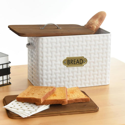 Countertop, EMAX HOME Extra Large Space Saving Farmhouse Bread Box With Wood Lid - Vertical Breadbox Bread Storage Bin