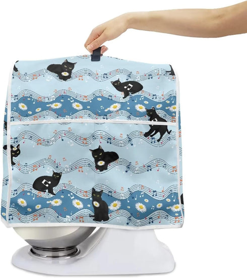 Cat Music Mixer Cover, Kitchen Appliance Covers to Keep Clean & Safe, Dustproof Compatible with 5-8 Qt Bowl-Lift Stand