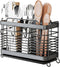 Utensil Holder, 3 Compartments Stainless Steel Utensil Drying Rack, Dish Drainer for Kitchen Counter, Silverware