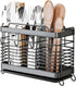 Utensil Holder, 3 Compartments Stainless Steel Utensil Drying Rack, Dish Drainer for Kitchen Counter, Silverware