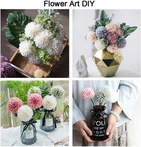 10Pcs Artificial Fake Flower Plants Silk Chrysanthemum Ball Hydrangea Arrangements for Wedding Bouquets Decor Home