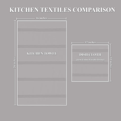 Kitchen Towels Dishcloths, 100% Cotton, Set of 8, Dark Green and White Reusable Cleaning Cloths