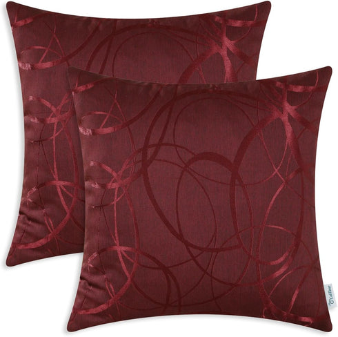 CaliTime 18 x 18 Inches Throw Pillow Covers Pack of 2, Modern Geometric Accent Cushion Cases in Burgundy
