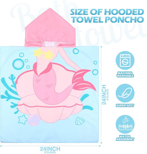 6 (47 24 Inch,Lovely Oudain Pcs Kids Hooded Towel Kids Bath Poncho Towels with Hood Microfiber for Boy Girls Toddler x