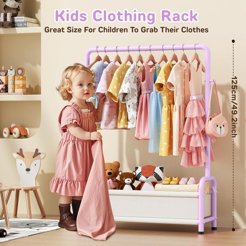 ZHKINGGS Closet Kids Clothing Rack with Storage Shelf, Kids Dress Up Storage for Coats, Small Baby Garment Rack