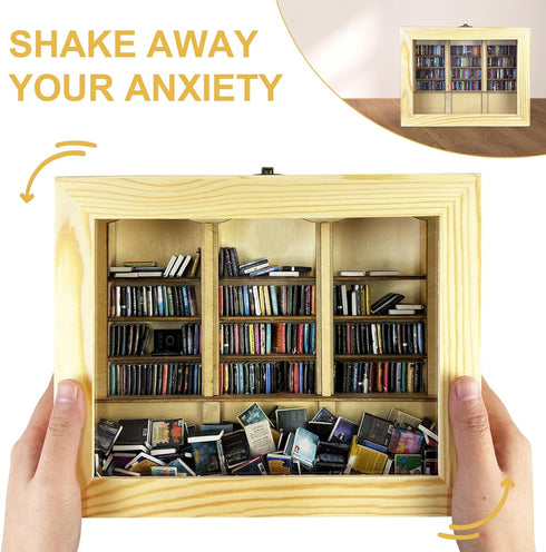 WAIZHIUA 300pcs Anxiety Bookshelf Mini Books Mini Bookshelf Ornament Miniature Bookshelf Decor Shake Bookshelf