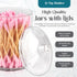Qtip Holder Pack of 4 - Clear Plastic Vanity Makeup Organizer Storage for Cotton Swabs, Balls, Sponges, Canister
