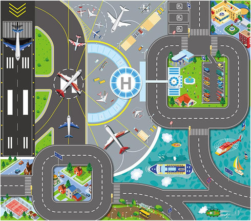 Kids Carpet Playmat Rug, Foldable Non-Slip Car Play Mat Felt Cloth for Playroom, Indoor Outdoor Use, 70×80CM