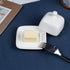 NAGU Mini Square Butter Dish with Lid, White Porcelain Domed Cheese Dish with Handle for Countertop Serving