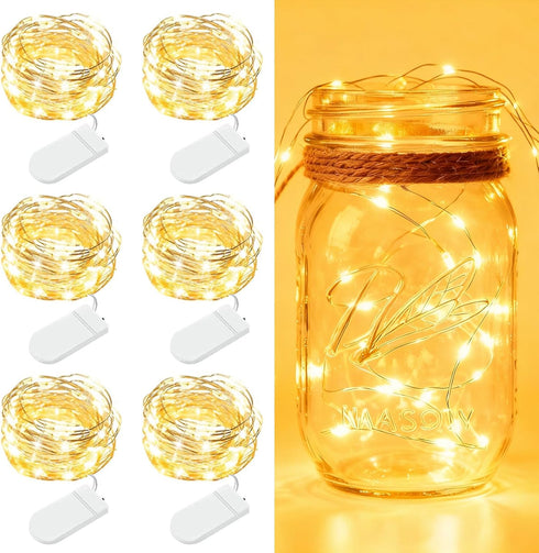 AOZOPE 6 Pack Fairy Lights Battery Operated - 7ft 20 LED Twinkle Lights