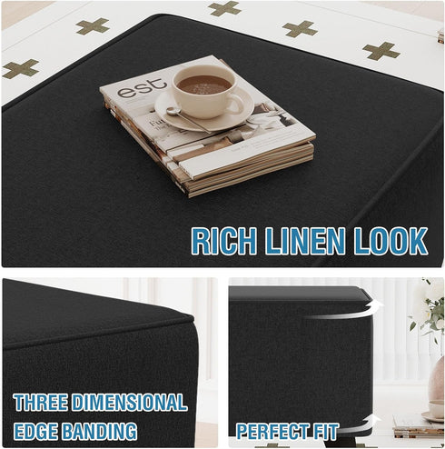 33"-34" H.VERSAILTEX Ottoman Cover Rectangle Fit Length Footrest Linen Look Ottoman Slipcovers Thick Covers Slipcover