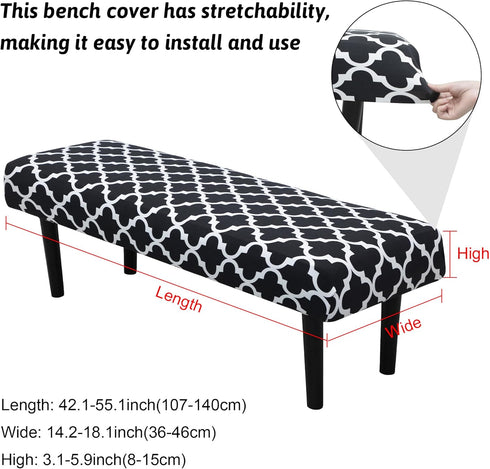Stretch Bench Covers, Bench Seat Cover, Printed Seat Protector, Washable Slipcover, Rectangle Bench Cover for Dining