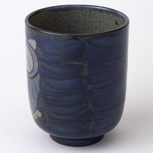????(Saikaitoki) Hasamiyaki 83972 Yunomi Cup - Large, Hand-painted Owl Pattern, Blue
