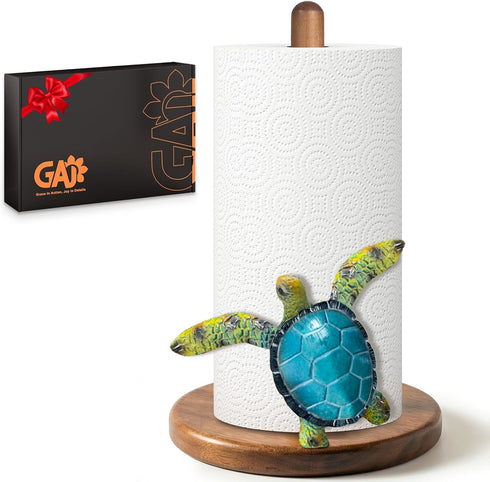 GAJ Green Turtle Paper Towel Holder - Coastal/Beach/Ocean House Decor for Kitchen Bathroom