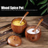 AYNEFY Solid Wood Spice Jar, Sugar Salt Pepper Storage Bowl with Spoon and Lid for Home Restaurant Food Shop