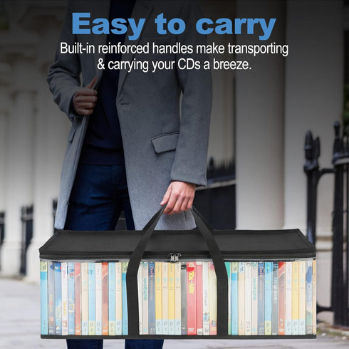 CCidea DVD Storage Bags (Set of 4), Clear PVC Media Holder Case with Handles for DVDs, CDs, Blu Ray Discs